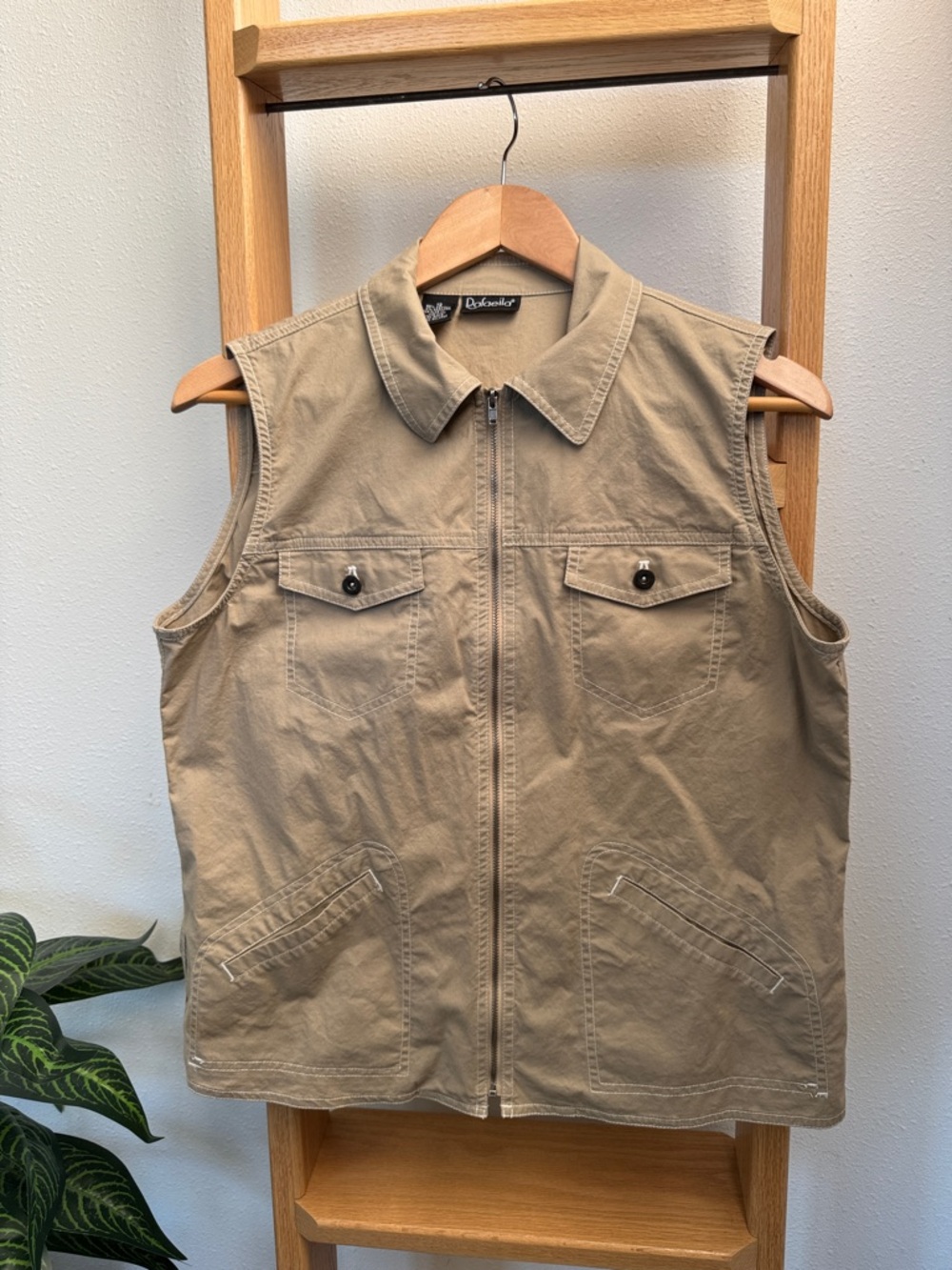 NWOT Rafaella Khaki Utility Zip-Front Sleeveless Vest with pockets - Picture 1 of 6